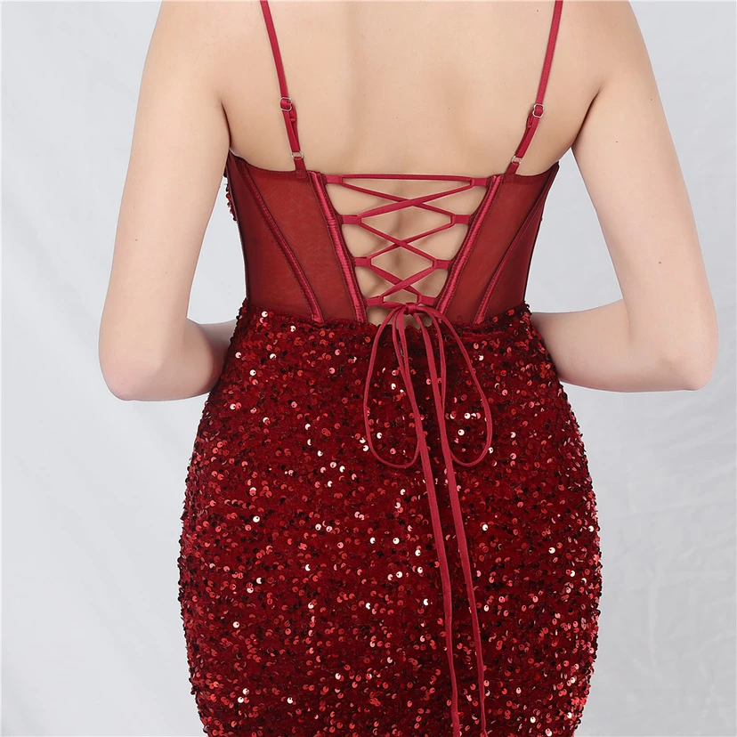 Palace Style Heavy Fishbone Waist Mesh Sequined High-End Evening Dress view 31