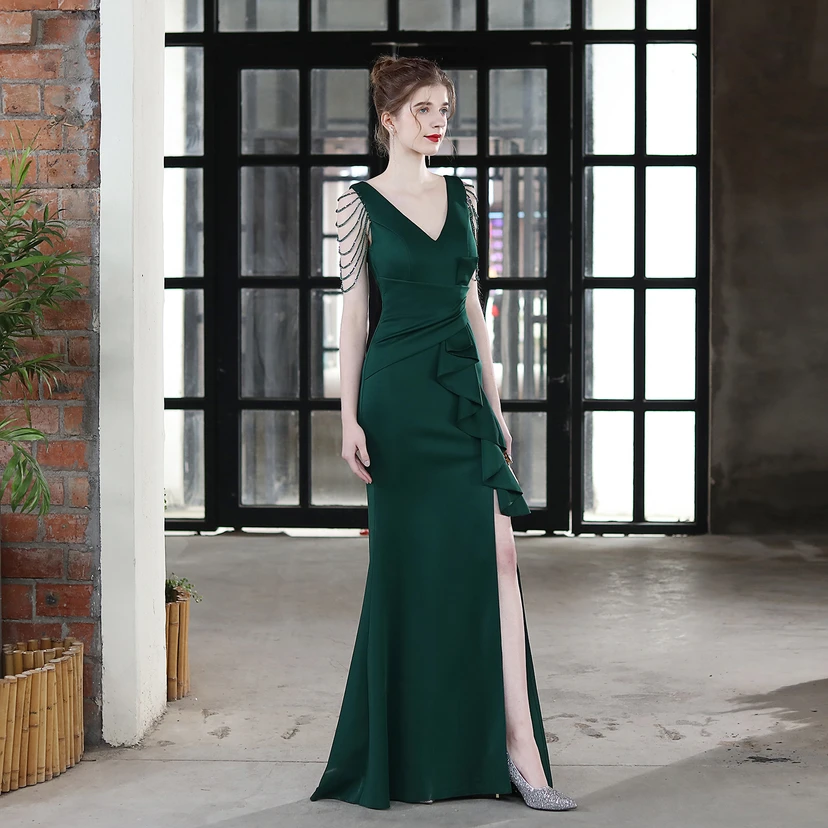 Toast Dress Bride Long Sling Thank-You Banquet Slim Fishtail Skirt Wedding Car Model Exhibition Dress view 24