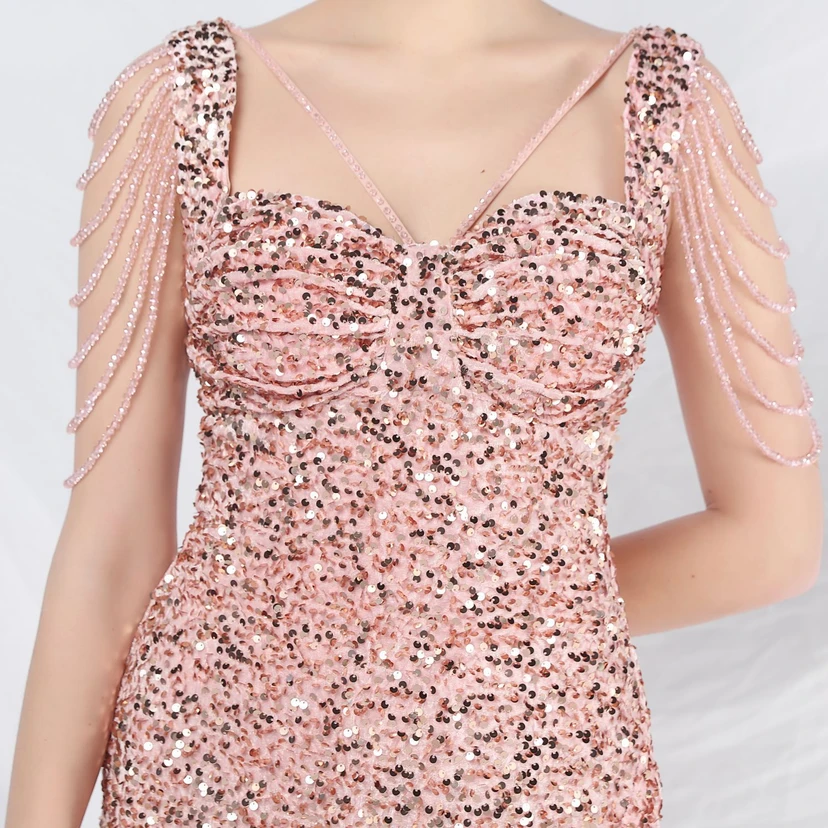 Ladies And Celebrities Formal Occasions Velvet-Bottomed Hand-Beaded Long Evening Dress view 8