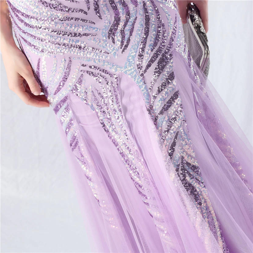 Crafted Ostrich Feather Stacked Sequins Splicing Mesh Gauze High-End Evening Dress Clothes view 99