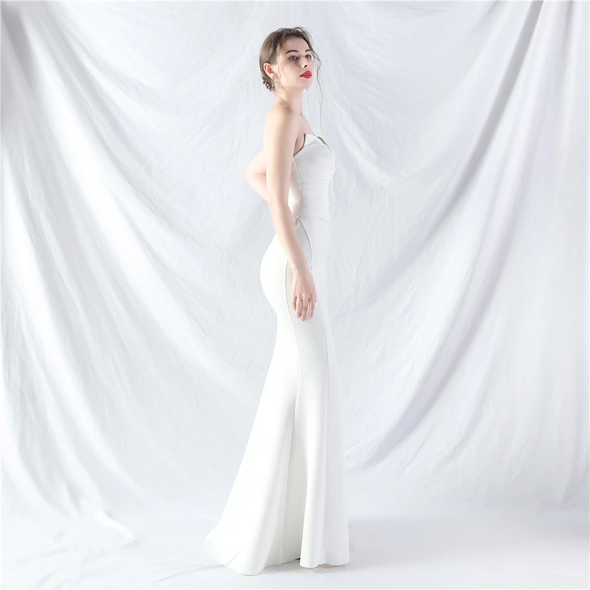 Craft Dress Sexy Off-Shoulder Wrapped Chest Satin Evening Dress view 60