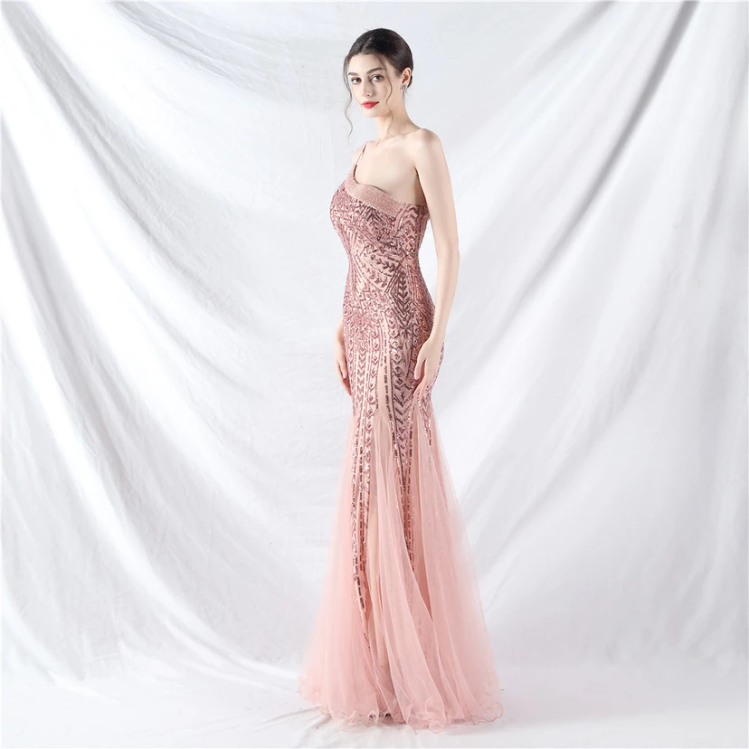 Crafted Beaded Positioning Flower Beads Splicing Mesh Gauze High-End Evening Dress view 62