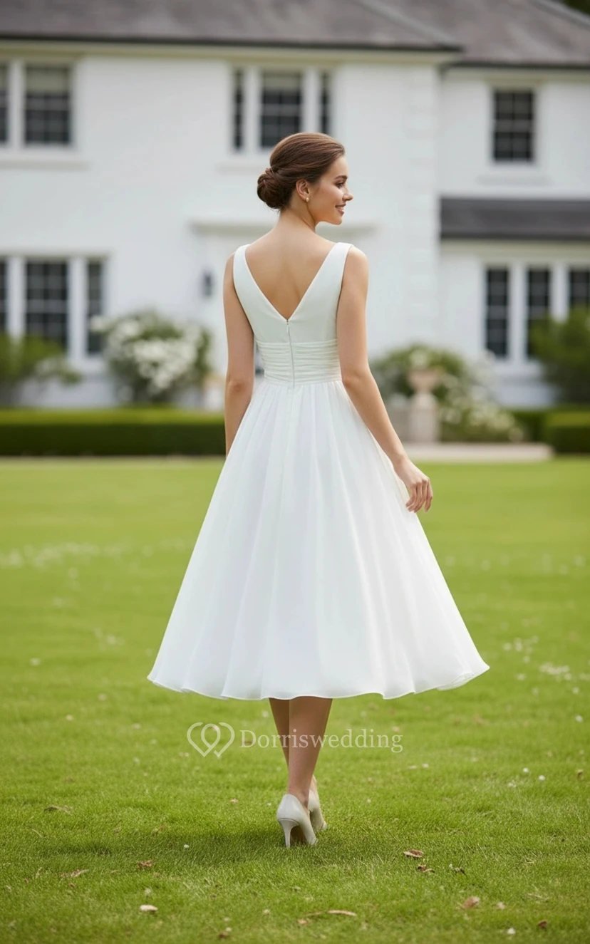 Breezy Tea-Length Beach Wedding Dress view 2