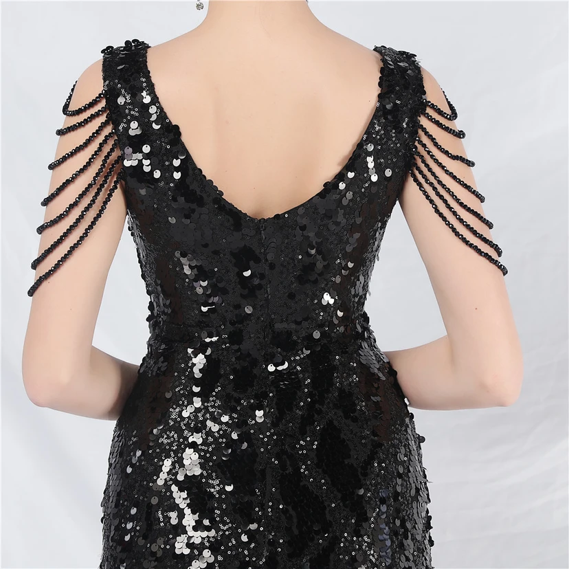 Robe courte à sequins ornée de perles et de sequins irisés, idéale au quotidien. Jupe courte. view 52