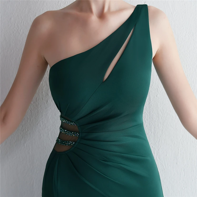 Pressing Beading Craft Toast Dress Long One Shoulder Thank You Banquet Slim Fishtail Skirt Wedding Car Model Exhibition view 62