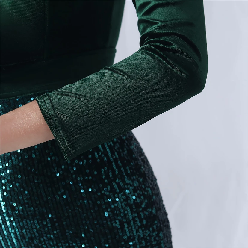Long-Sleeved Fishtail Evening Dress High-End Atmosphere Elegant Banquet Temperament Velvet Aura Queen view 26