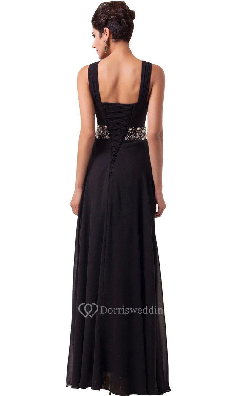 Sexy Sleeveless Chifofn Dress With Beaded Waist view 2