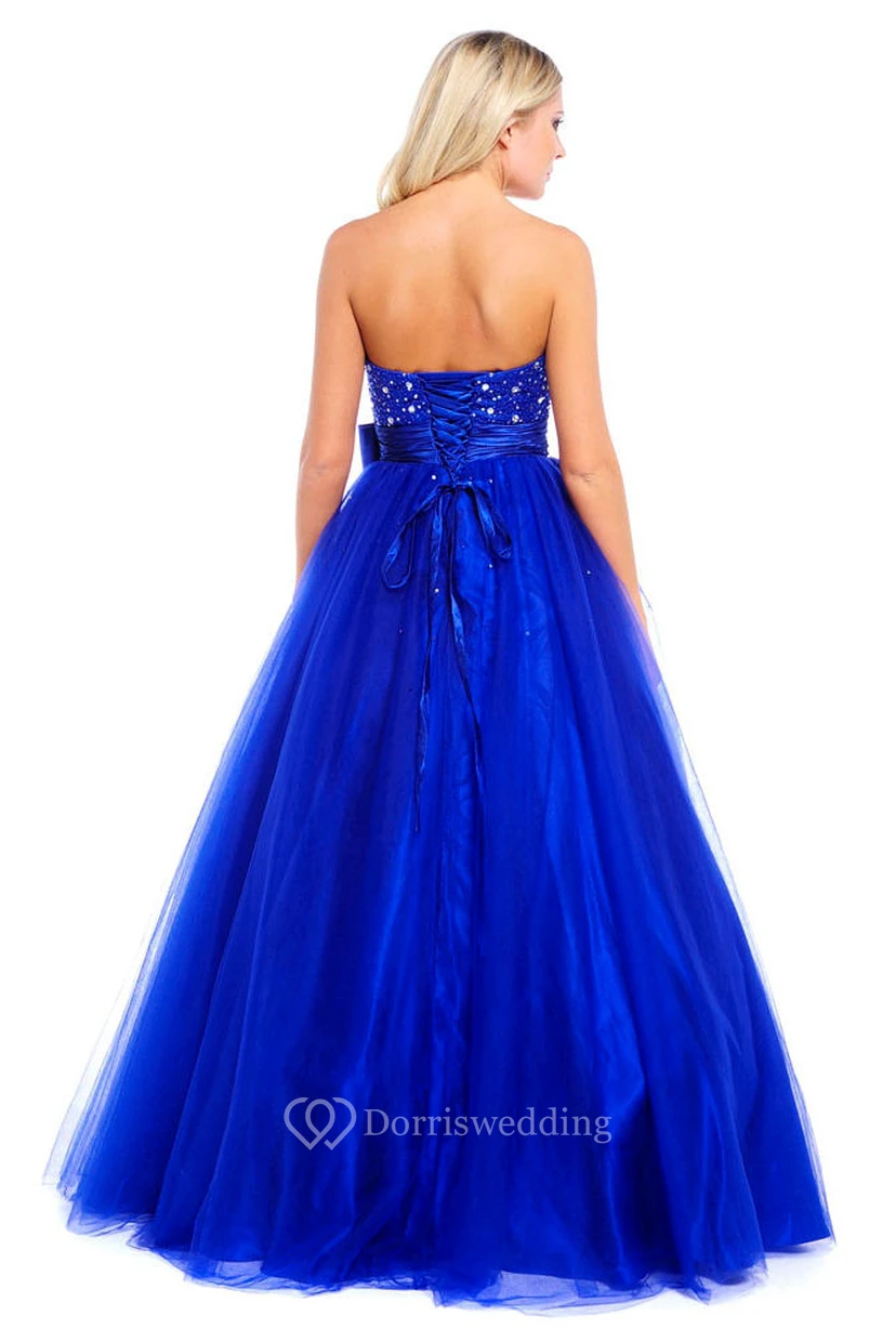 Ball Gown Beaded Sleeveless Sweetheart Tulle Prom Dress view 2