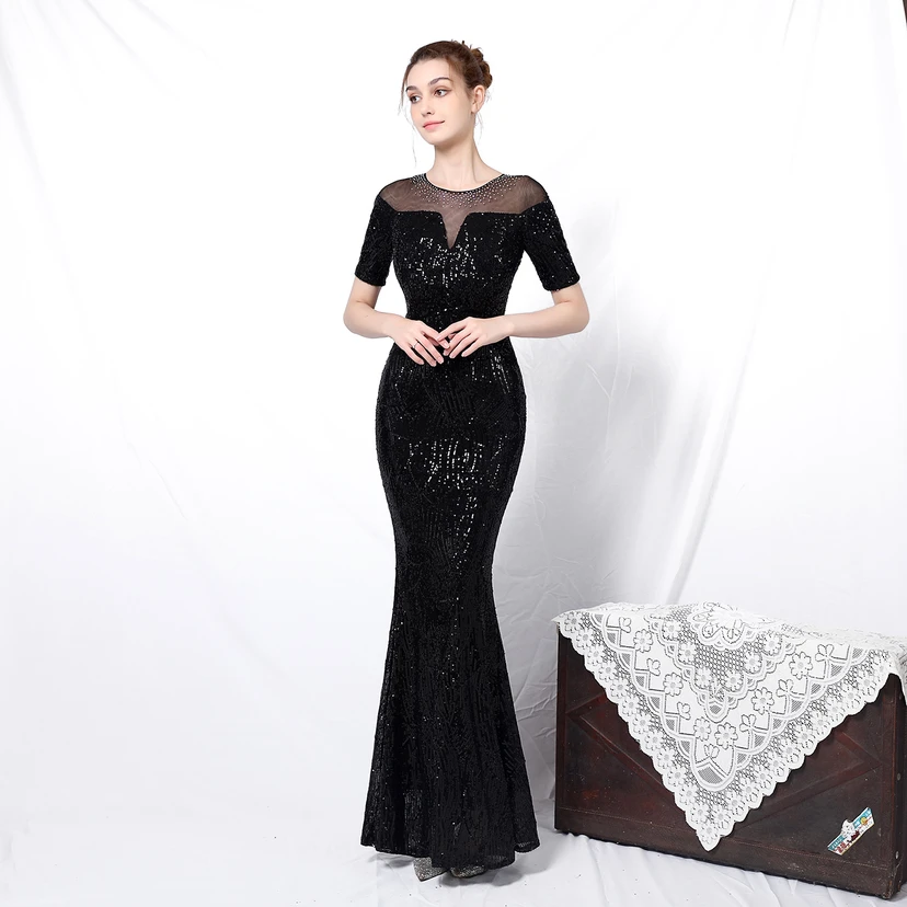 Elegantes, langärmeliges Paillettenkleid im Meerjungfrauenstil mit Meerjungfrauenschnitt – ein echter Hingucker! view 31