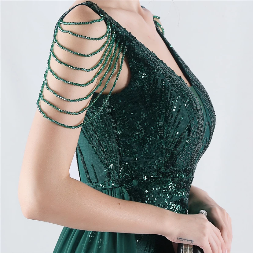 Paillettenbesetzte Blumen mit Cape-Stickerei, hochwertiges Abendkleid, ideal für die Ausrichtung der Jahrestagung view 69