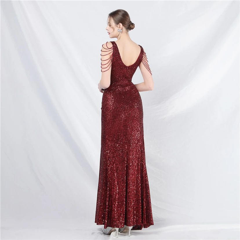 Cross-Border Dress Crafted Custom-Made Beaded Sequined Long Evening Dress view 7