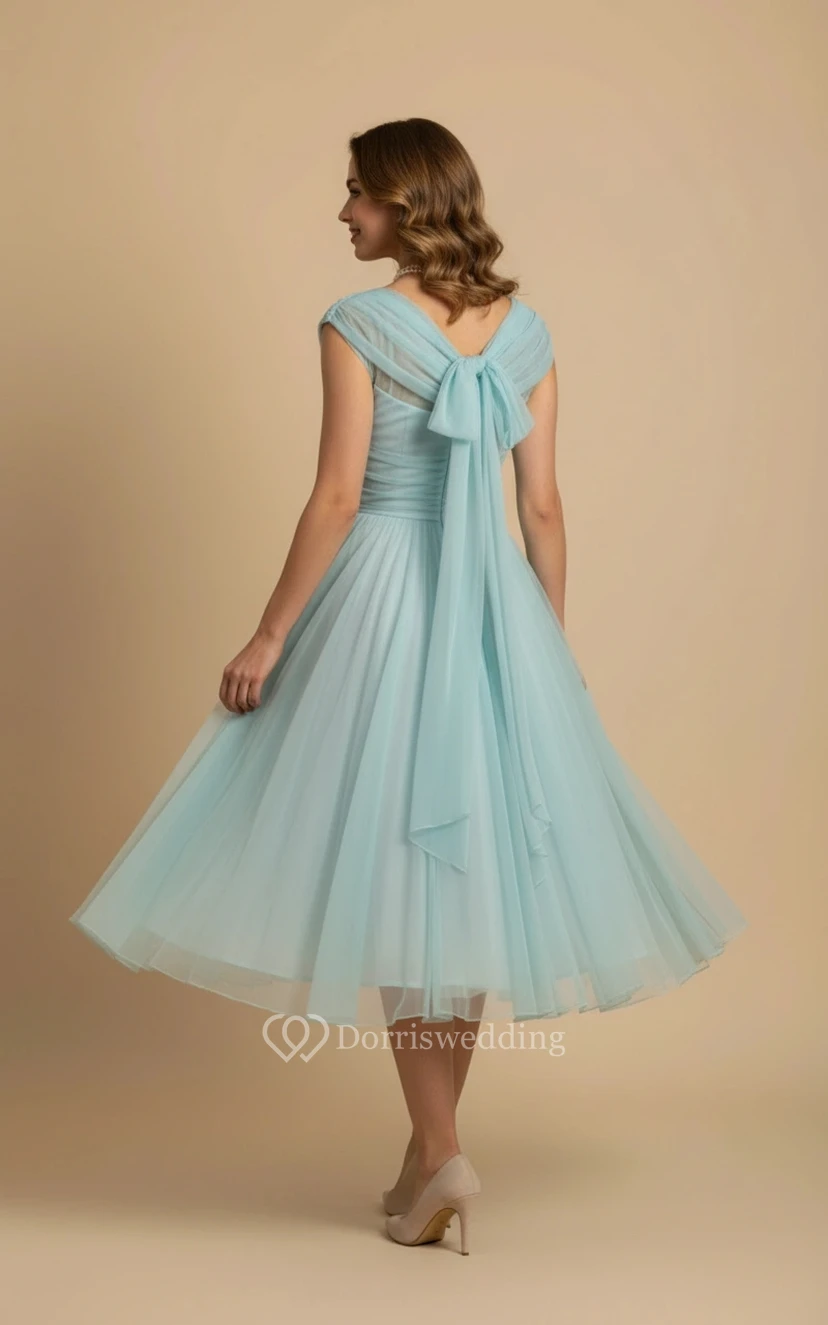 Charming Bow Detail Chiffon Ball Gown view 2