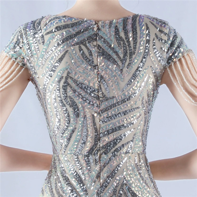 A-Line Big Swing Dress Skirt Encrypted Sequined Craft Beaded Evening Dress view 70