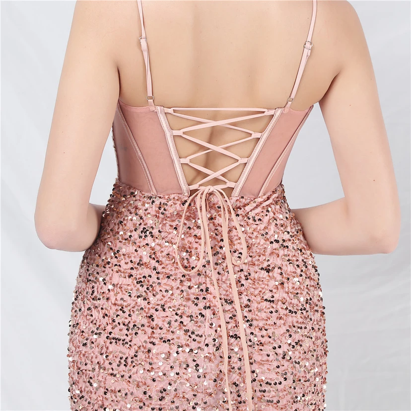 Palace Style Heavy Fishbone Waist Mesh Sequined High-End Evening Dress view 23