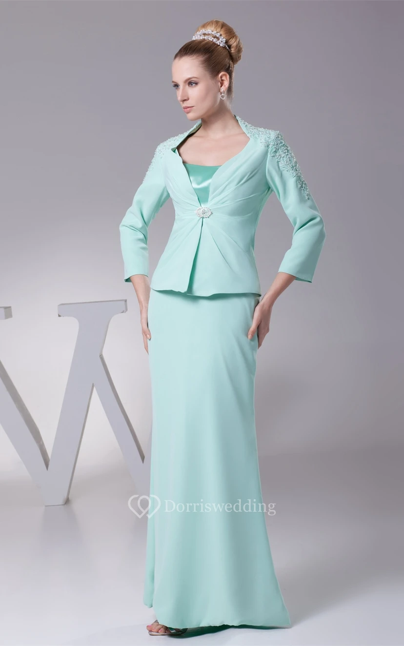 Vestido largo ajustado con tirantes finos y bolero view 4