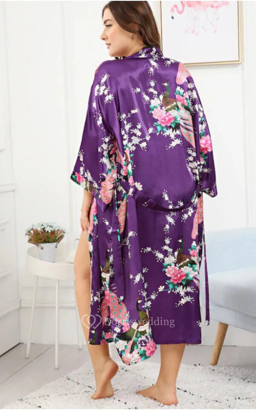 Plus Size Floral Bride Bridesmaid Robe view 2