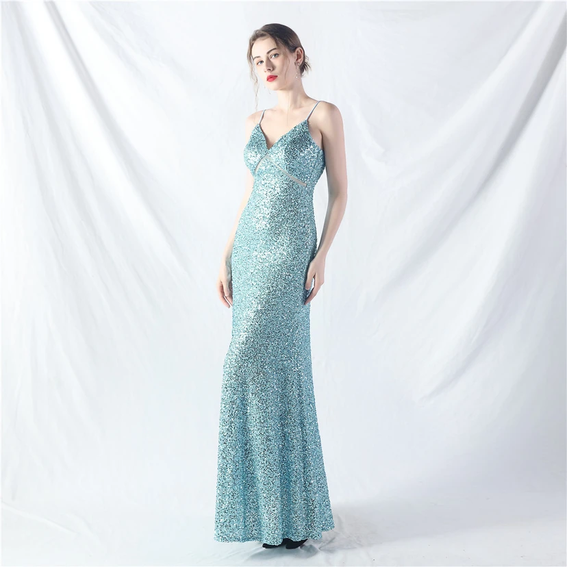 Robe longue trapèze évasée à paillettes, modèle phare du quotidien view 58