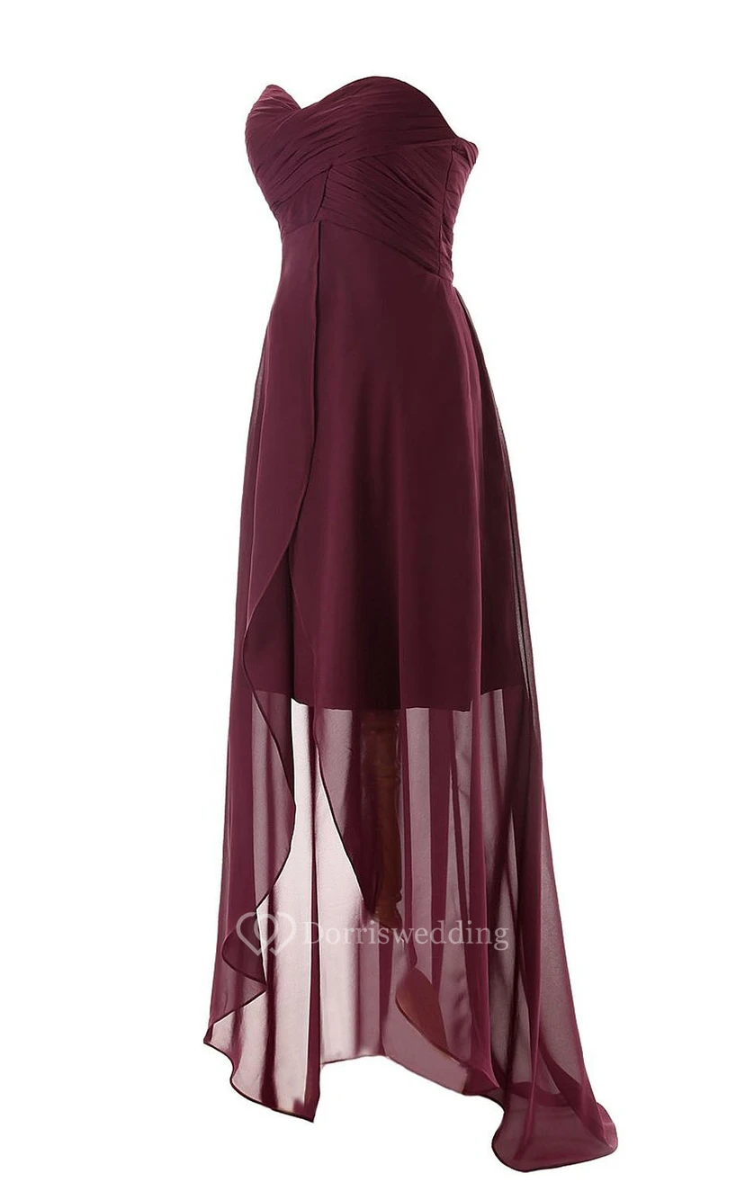 Sweetheart Asymmetrical High-low Layered Chiffon Dress view 2