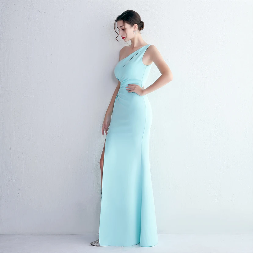 Pressing Beading Craft Toast Dress Long One Shoulder Thank You Banquet Slim Fishtail Skirt Wedding Car Model Exhibition view 21