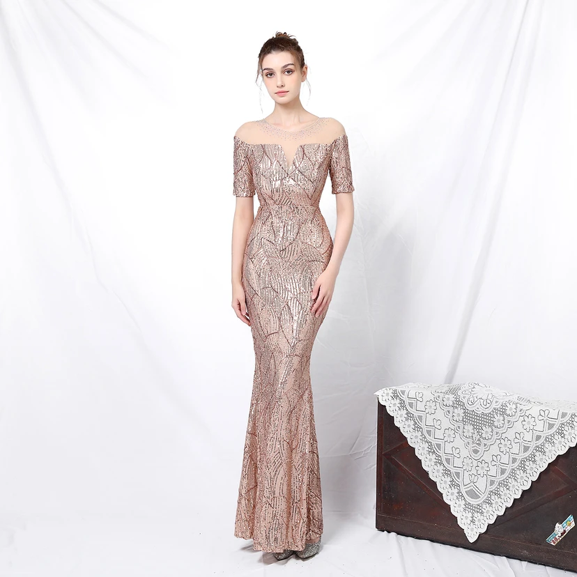 Elegantes, langärmeliges Paillettenkleid im Meerjungfrauenstil mit Meerjungfrauenschnitt – ein echter Hingucker! view 19