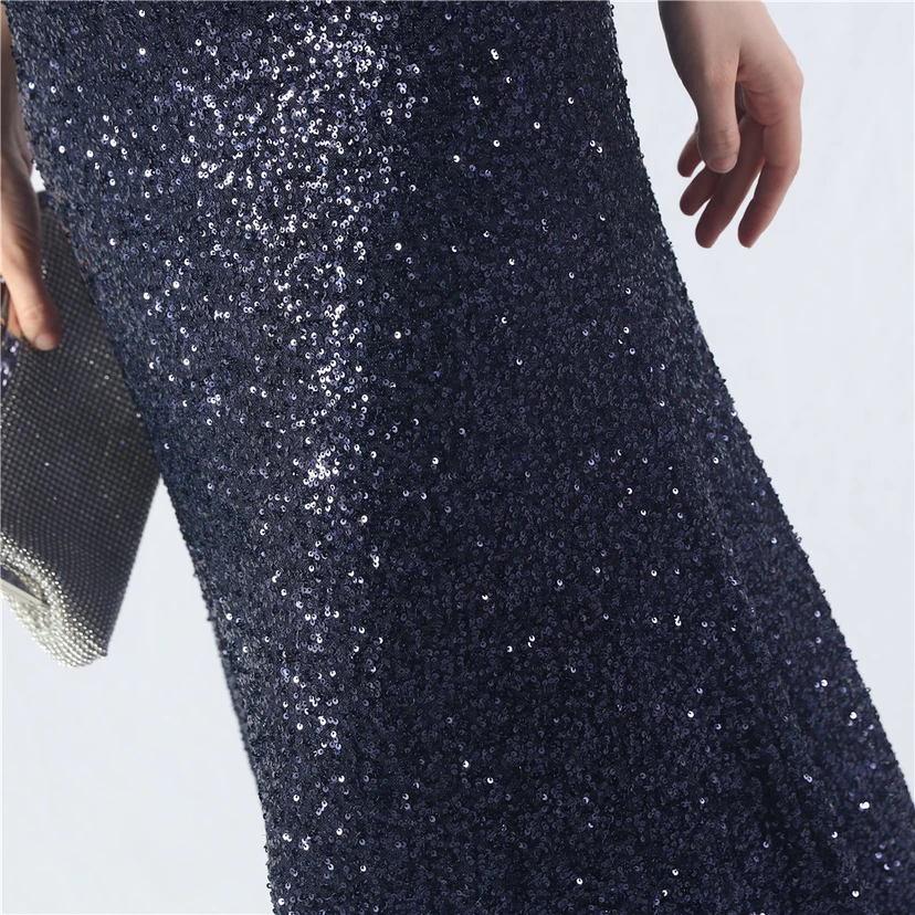 Robe longue trapèze évasée à paillettes, modèle phare du quotidien view 9