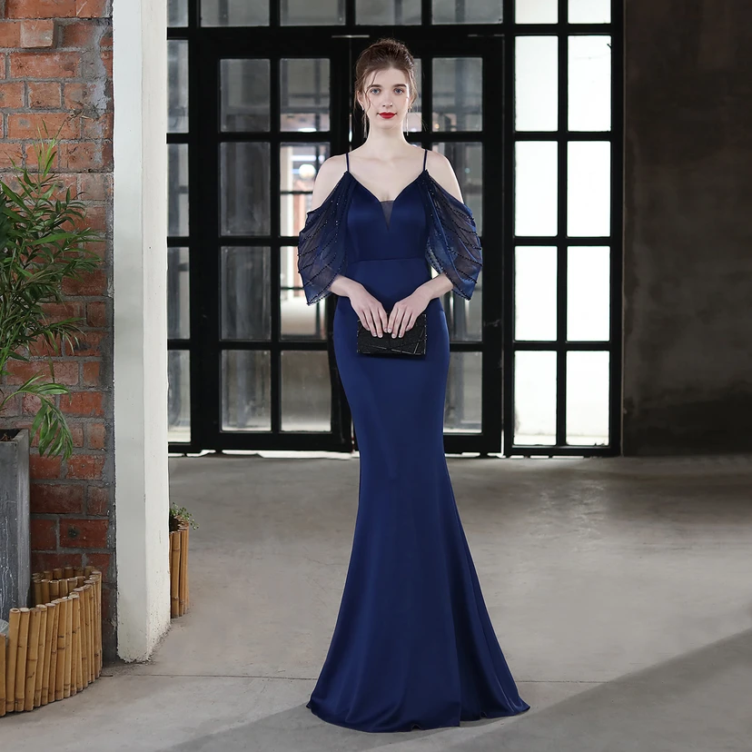 Toast Dress Bride Long Sling Thank You Banquet Slim Fishtail Skirt Wedding Car Model Exhibition Dress view 40
