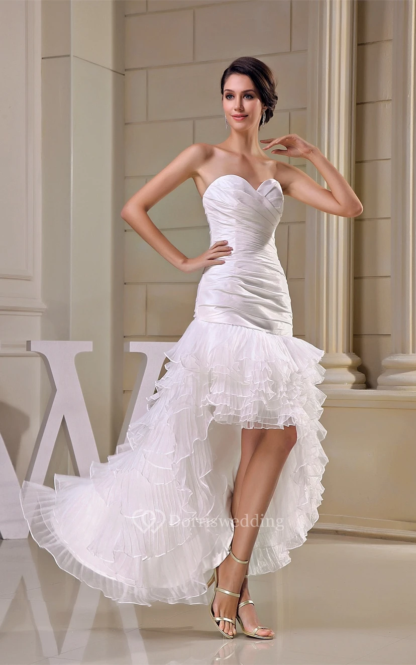 Criss-Cross Sweetheart High-Low Tiers and Dress With Ruching view 2