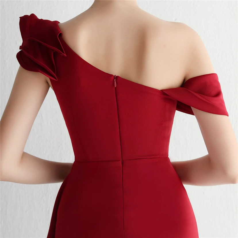 6 Farben One Shoulder Bankett Abendkleid Mode Party Langes Elegantes Schlankes Sexy Meerjungfrauenkleid view 17