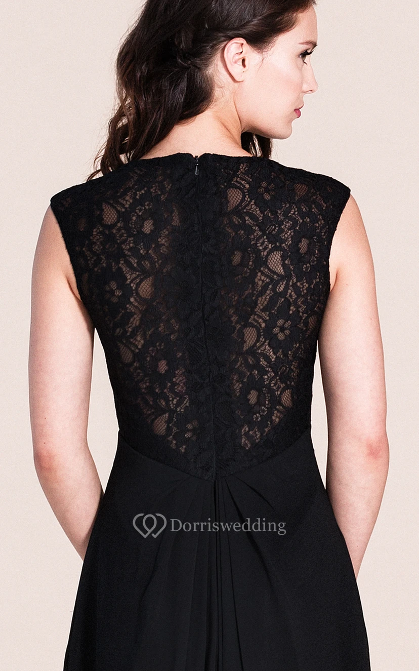 Cap-sleeved A-line Gown With Lace Bodice view 5
