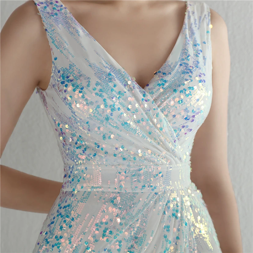 Nouvelle jupe longue fendue à sequins Aura Queen, style banquet de célébrités. view 35