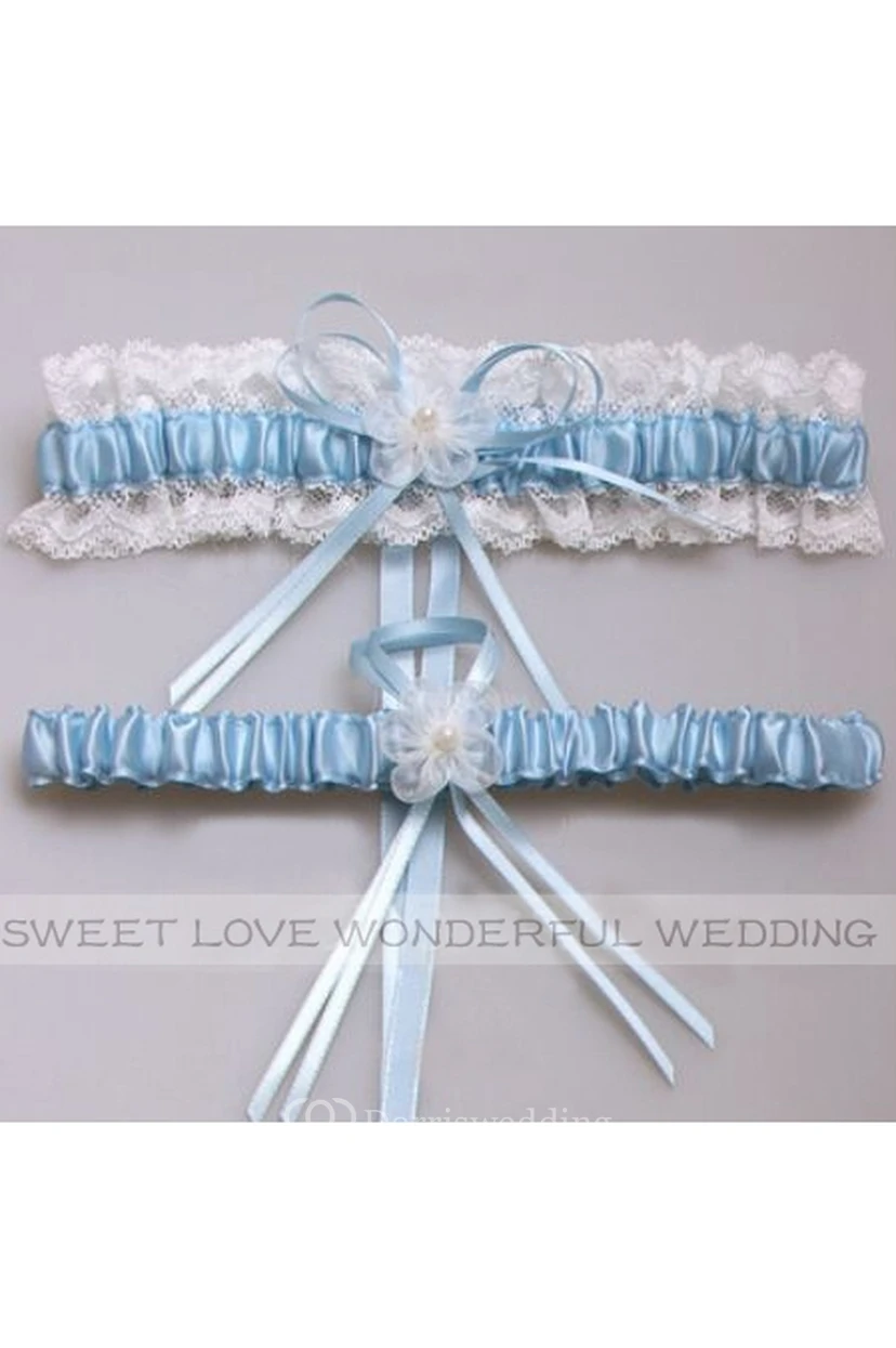 Brautstrumpfband im Western-Stil mit Blumen, Spitze und Schleife, elastisch, 40-58 cm (16-23 Zoll)