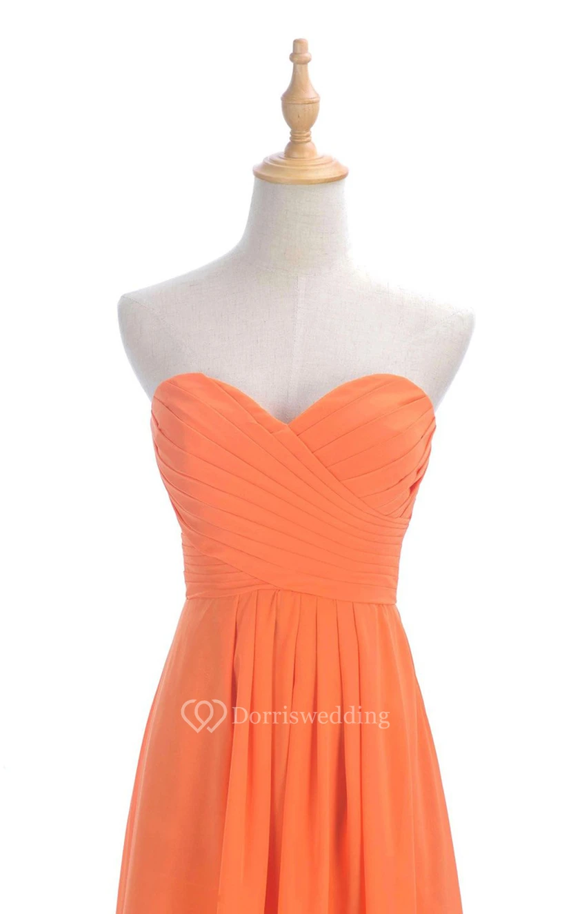 Sweetheart Criss-cross Chiffon A-line Dress With Lace-up Back view 46