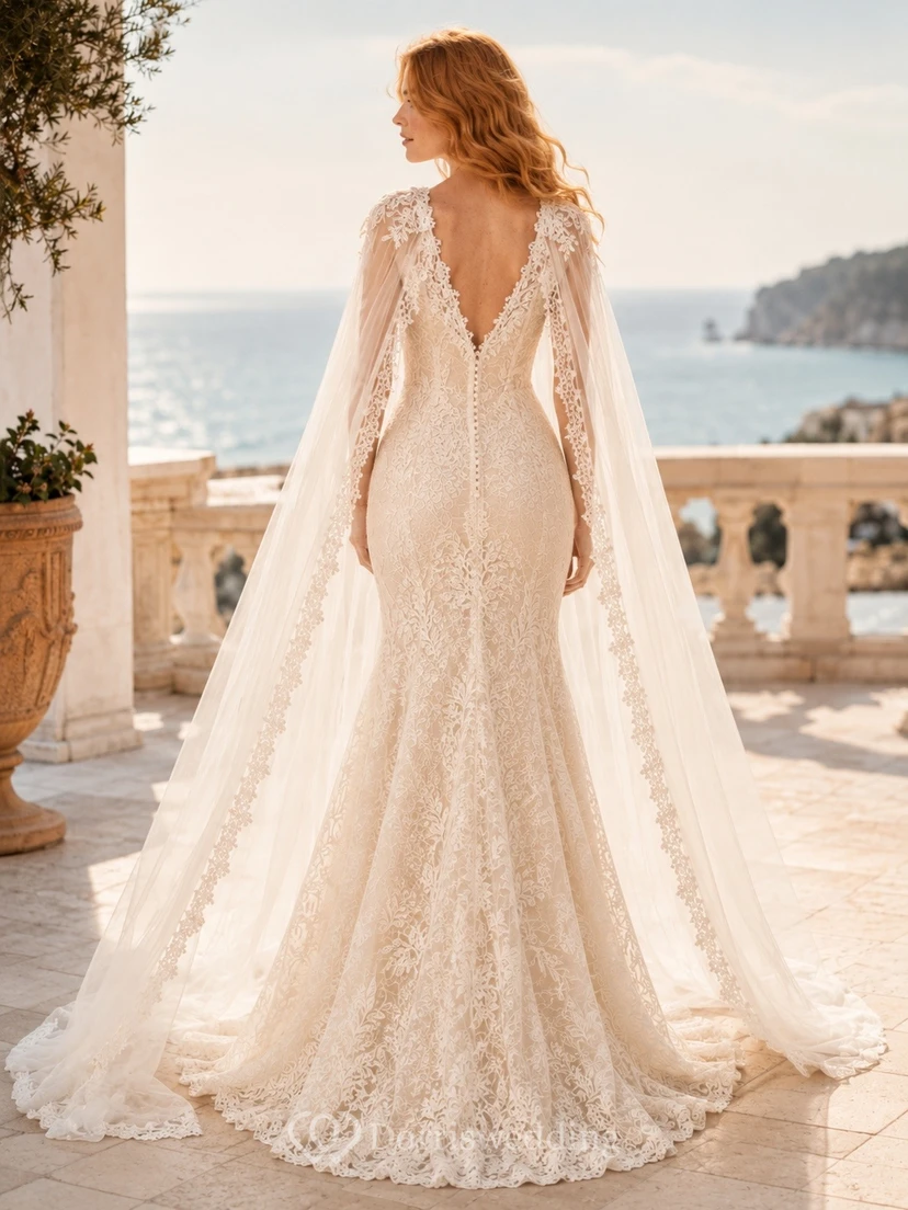 Simple Square Sheath Neck Satin Bridal Refined Wedding Dress view 2