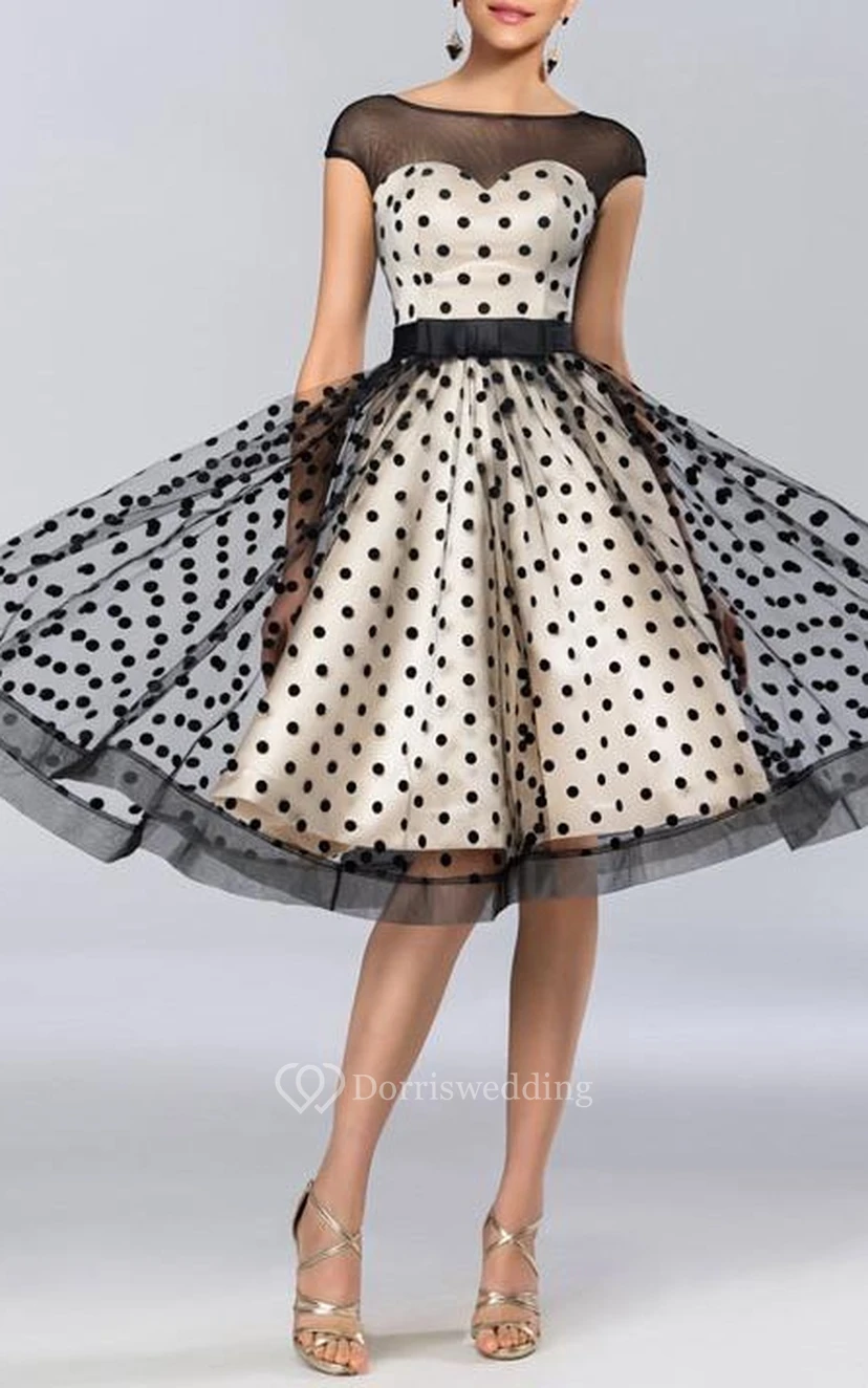 Charming A-Line Bateau Cap Sleeves Knee-Length Prom Dress view 4