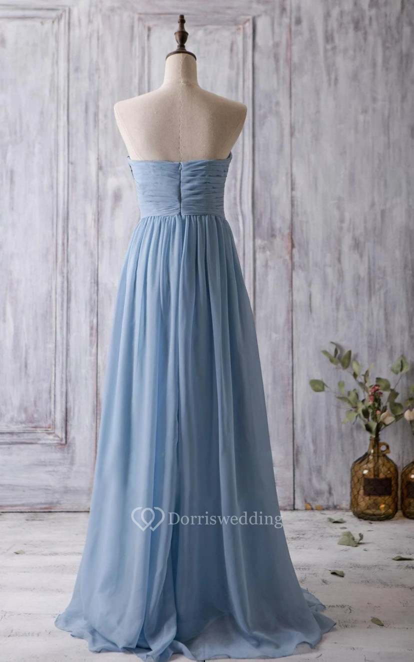 Sweetheart Pleated A-line Chiffon Long Dress With Bandage view 4
