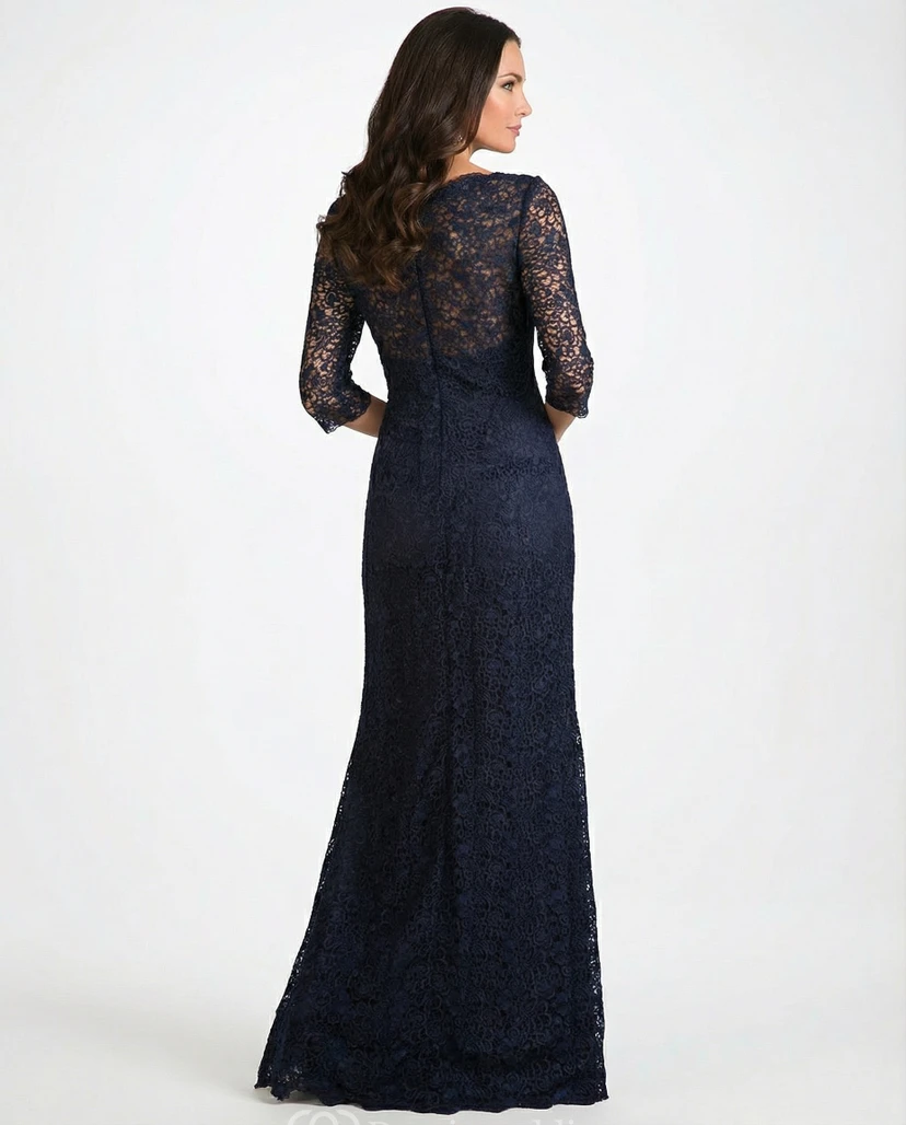 3/4 Sleeve Illusion Lace Mother of the Bride view 2
