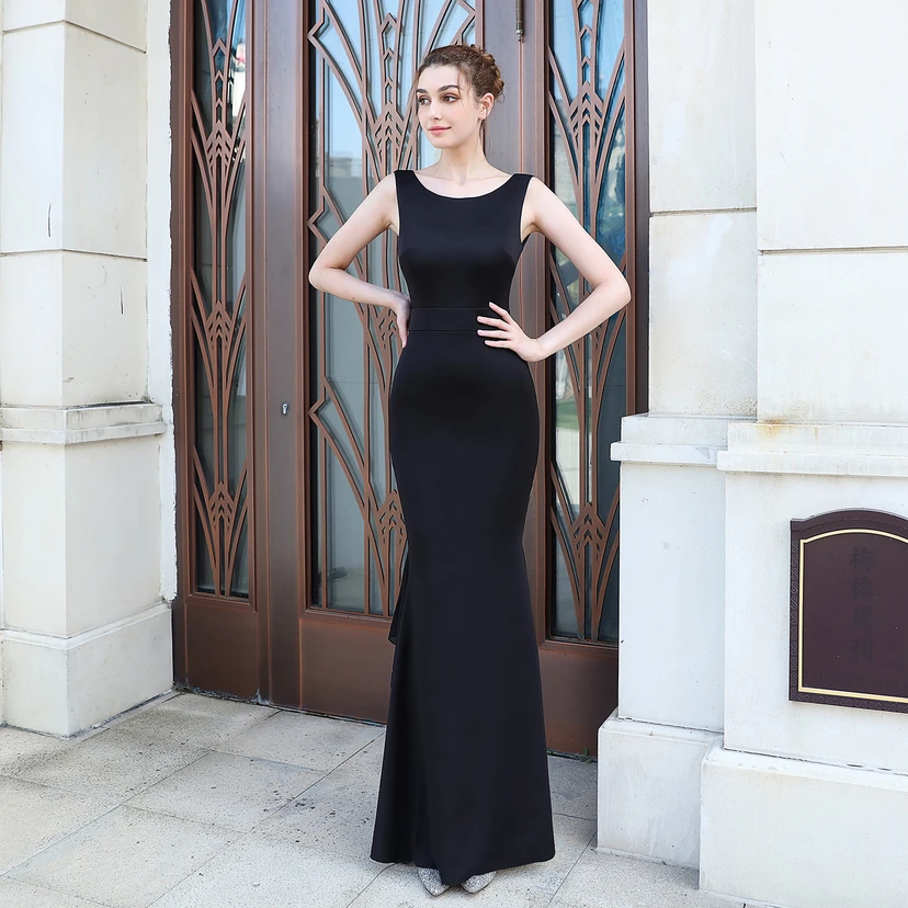 Abendkleid für die Braut, lang, ärmellos, rot, mit schmalem Meerjungfrauenschnitt, geeignet für Dankesbankette, Hochzeitsfeiern, Auto-Modelltreffen und Ausstellungen view 35