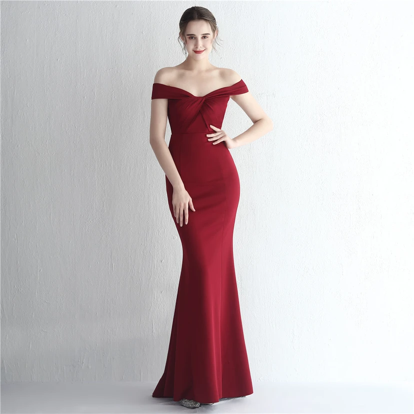 Vestido largo de satén ajustado de un solo hombro para cenas de celebridades, con falda de cola de pez ajustada, vestido de exhibición para modelos de autos de boda view 9