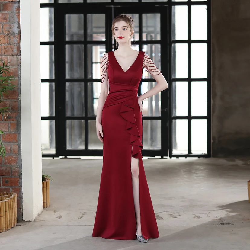 Toast Dress Bride Long Sling Thank-You Banquet Slim Fishtail Skirt Wedding Car Model Exhibition Dress view 31