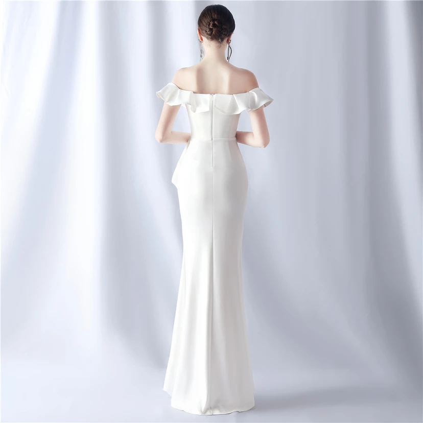 Exhibition Etiquette Bridesmaid Satin Sling Tube Top Evening Dress view 6