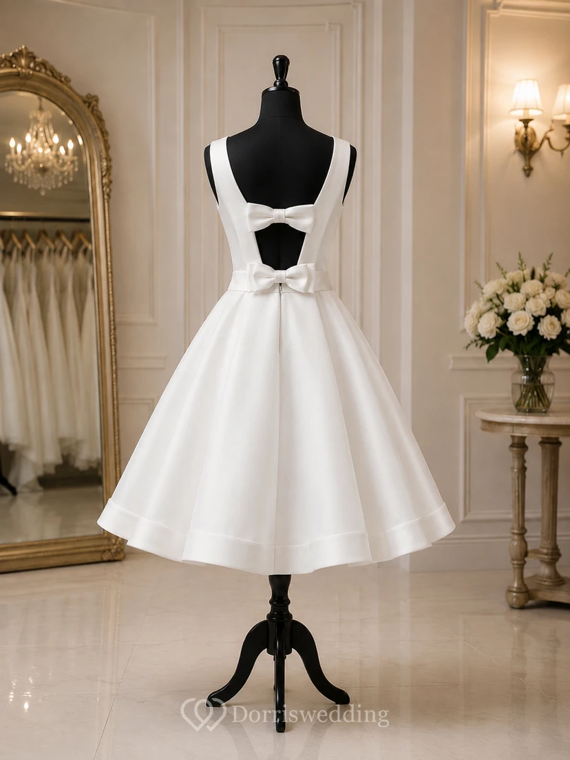 Mini Off-The-Shoulder One-Shoulder Straps Bat Bow Beading Backless Zipper Lace-Up Back Low-V Back Straps Chiffon Tulle Lace Sequins Satin Dress view 8