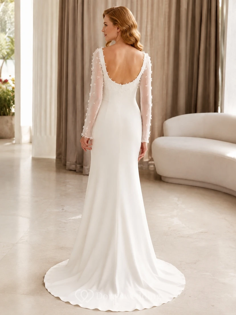 Robe de mariée sirène simple à fines bretelles et élégante view 2