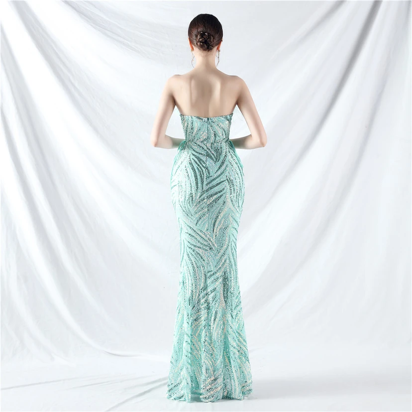 Double-Binding Rope-Binding Craft-Made Ostrich Feather Encrypted Laminated Beads High-End Evening Dress view 6