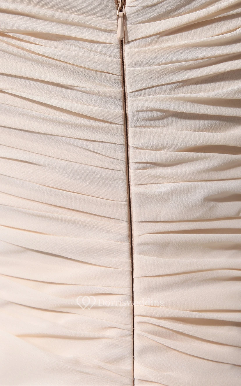 Sleeveless Chiffon A-Line Ruched Tiers and Gown With Peplum view 5