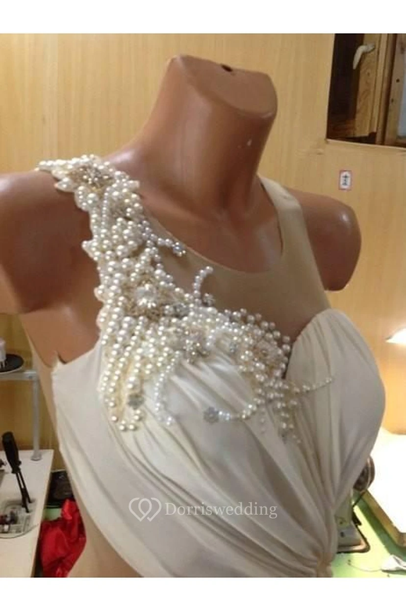 Sexy Illusion Bow Princess Wedding Dresses Pearl Embellished Bridal Gowns view 3