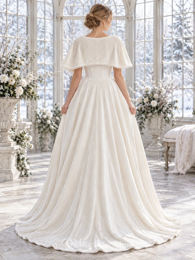 Vestido corto de terciopelo con escote corazón y corte en A, ideal para bodas de invierno. view 2