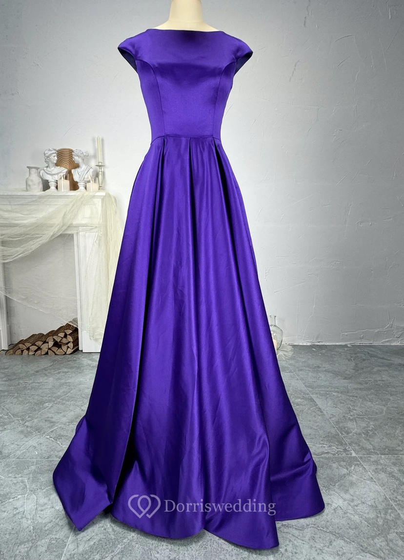 Casual A-Line Satin Scoop-neck Sleeveless Low-V Back Dress view 6