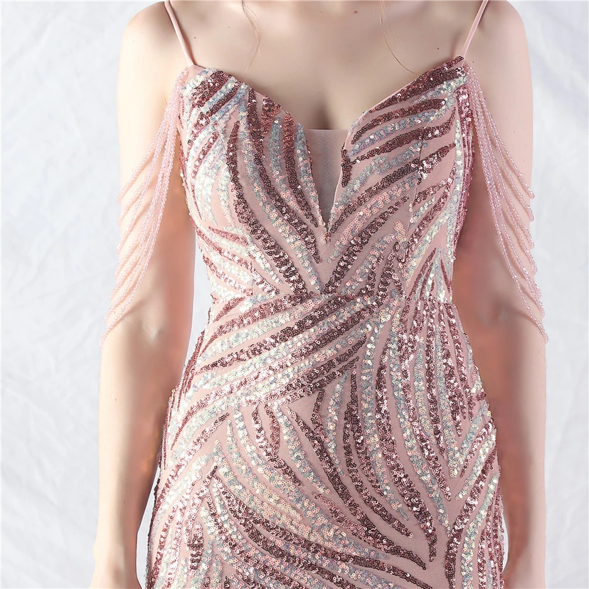 Layered Beads Spliced ​​Mesh High-End Evening Dress view 81