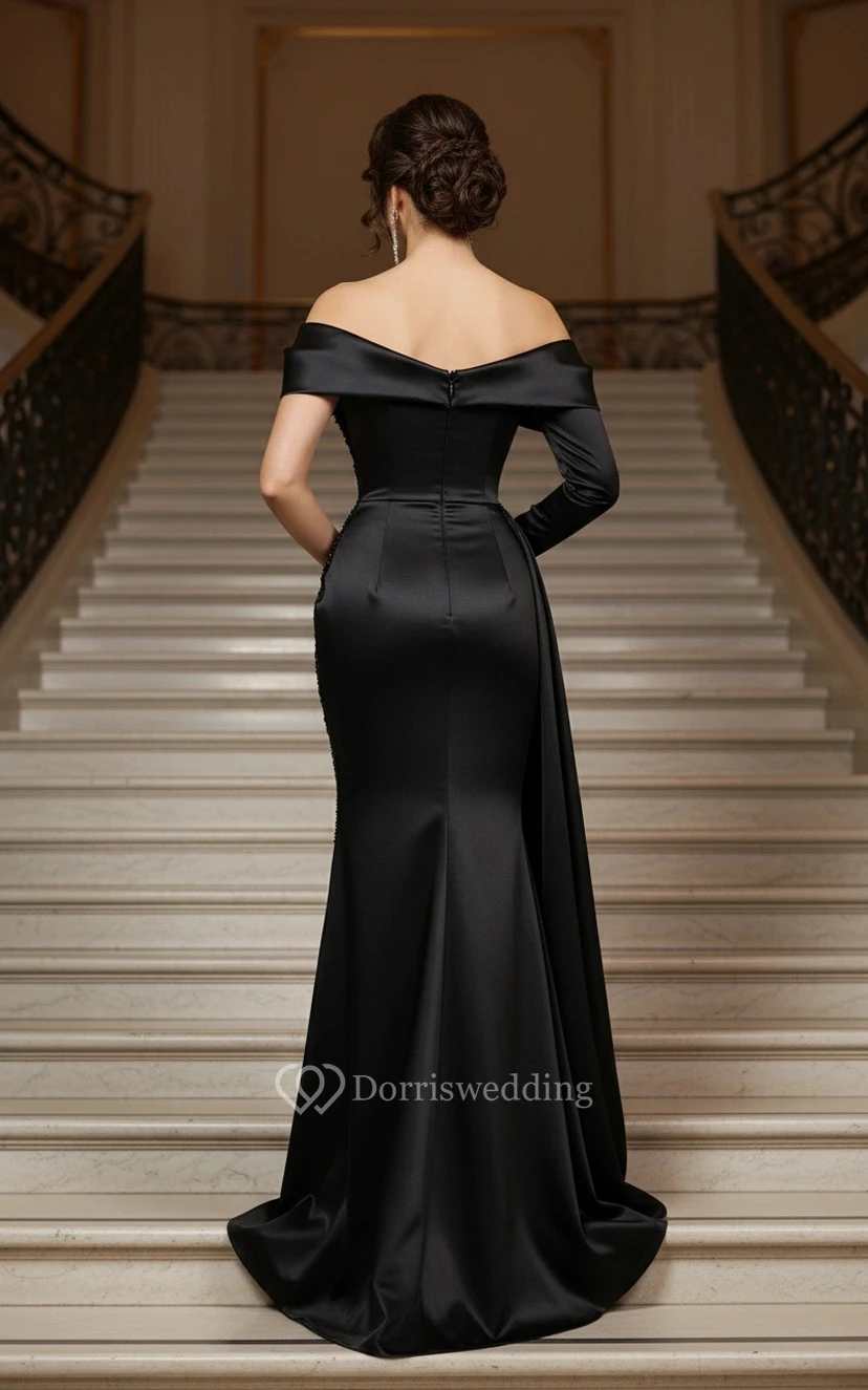 Glamorous Beaded Satin Formal Dress view 2
