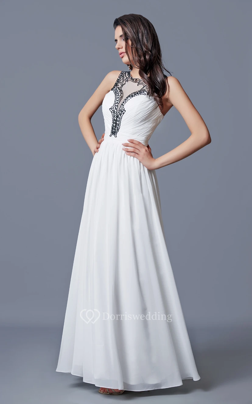 Sleeveless Pleated Long Chiffon A-line Dress view 2